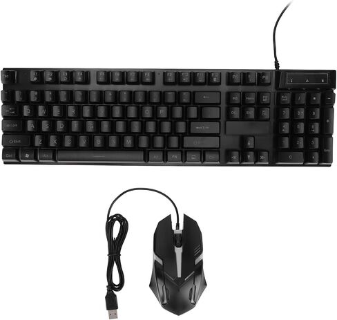 Gaming Keyboard and Mouse Combo, 104 Keys LED Backlit Ergonomic Keyboard, Quick Response with Floating Keycap, Ideal for Work & Gaming Experience (d500 Word Transparent Black Suit) in Saudi Arabia