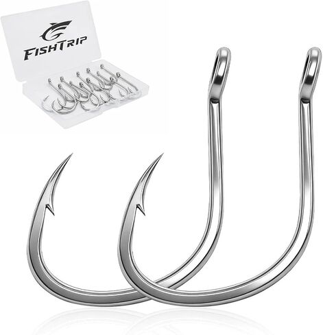 FishTrip 25/60Pcs Big Game Circle Hooks, 4X Strong Fishing Hooks Saltwater in Saudi Arabia