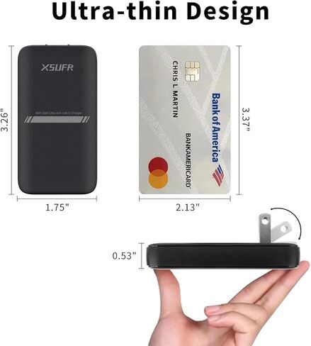 45W USB Wall Charger,Flat Wall Charger,Dual USB C with PD 3.0 & GaN,Folding USB Wall Plug for Traveling,Fast Charging for Laptops,Phones,Support Super Fast Charging for Samsung Galaxy, Black in Saudi Arabia
