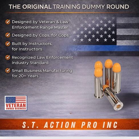S.T. Action Pro 38 Special Dummy Rounds – Orange Safety Trainer Dummy Rounds, Reusable Dry Fire Training Ammunition (5-Pack) for Gun Owners - Veteran-Owned, Assembled in The USA in Kuwait