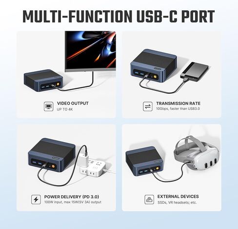 BOSGAME E6 Mini PC, Intel Core 304 12GB LPDDR5x 6400MT/s 512GB SSD,Wi-Fi 7 in Kuwait