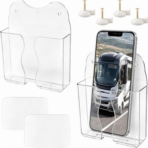 2Pcs Clear Acrylic Wall Phone Mount Charging Stand Floating Shelf Dock Bracket in Kuwait