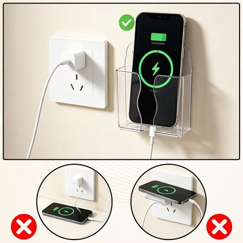 2Pcs Clear Acrylic Wall Phone Mount Charging Stand Floating Shelf Dock Bracket in Kuwait