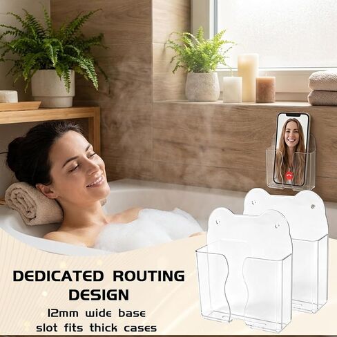 2Pcs Clear Acrylic Wall Phone Mount Charging Stand Floating Shelf Dock Bracket in Kuwait