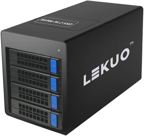 USB 4.0 40Gbps Hybrid 4 Bay 2.5/3.5" SATA HDD/SSD+1 Bay M.2 NVMe (M/B+M Key) Aluminum Enclosure. Dual USB4.0 Port (Daisy Chain). Support 128TB (4*30TB HDD+1*8TB 2230/2242/2260/2280/22110 SSD) in Kuwait