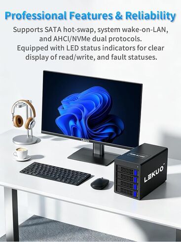 USB 4.0 40Gbps Hybrid 4 Bay 2.5/3.5" SATA HDD/SSD+1 Bay M.2 NVMe (M/B+M Key) Aluminum Enclosure. Dual USB4.0 Port (Daisy Chain). Support 128TB (4*30TB HDD+1*8TB 2230/2242/2260/2280/22110 SSD) in Kuwait