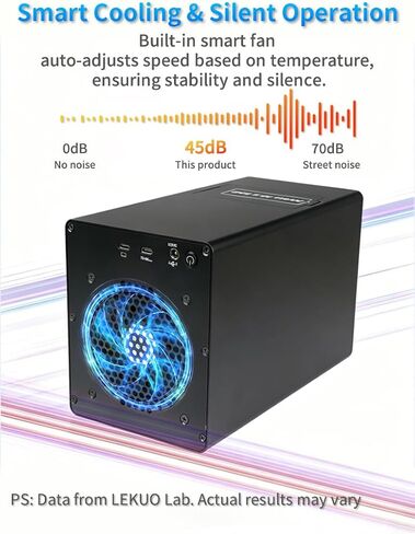 USB 4.0 40Gbps Hybrid 4 Bay 2.5/3.5" SATA HDD/SSD+1 Bay M.2 NVMe (M/B+M Key) Aluminum Enclosure. Dual USB4.0 Port (Daisy Chain). Support 128TB (4*30TB HDD+1*8TB 2230/2242/2260/2280/22110 SSD) in Kuwait