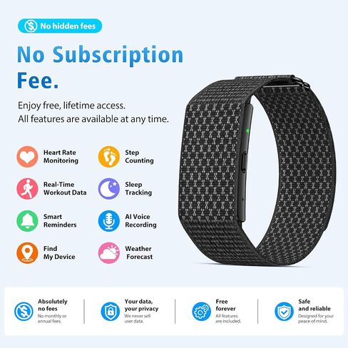 Wearable Voice Activated AI Recorder with Transcription & Fitness Tracker in Kuwait