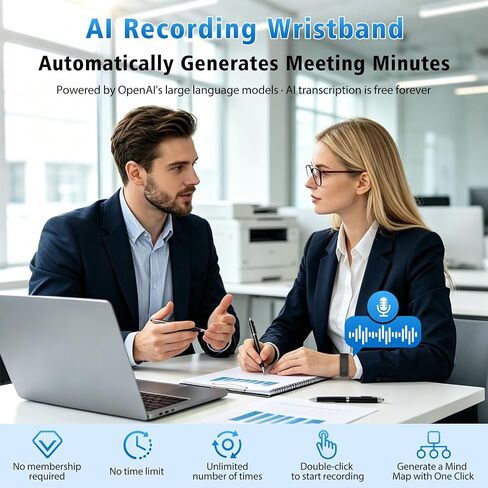 Wearable Voice Activated AI Recorder with Transcription & Fitness Tracker in Kuwait