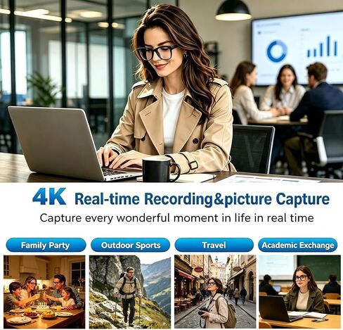 Uigsas Camera Glasses AI Smart Glasses with Camera,Video Recording Bluetooth Glasses for Men Women 4K HD Outdoor AI Video Glasses for Real Time Translation in Saudi Arabia