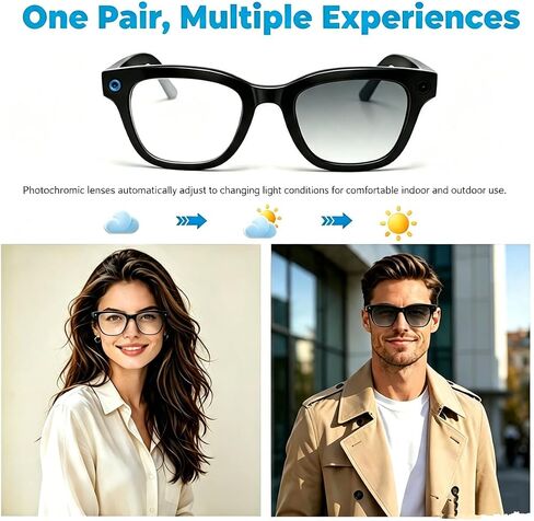 Uigsas Camera Glasses AI Smart Glasses with Camera,Video Recording Bluetooth Glasses for Men Women 4K HD Outdoor AI Video Glasses for Real Time Translation in Saudi Arabia