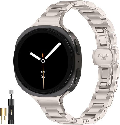 NINKI Stainless Steel Bands Compatible for Samsung Galaxy Watch 9 40mm 44mm 2026 & Galaxy Watch 8 40mm 44mm Classic 46mm Band, Metal Slim Thin Bracelet Replacement Strap Wristbands for Women - Silver in Saudi Arabia
