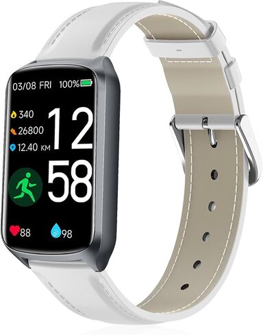 16mm Leather Watch Bands Compatible with FITVII Slim/Amzhero D26 Fitness Tracker,Soft Genuine Leather Replacement Wristband for KALINCO Slim/MorePro HM08 Fitness 1.47 inch Watch for Women Men in Saudi Arabia