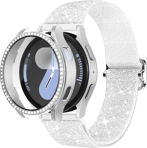 wipalor Galaxy Watch 7 40mm Bands for Samsung Watch Bands, 20mm Watch Band Women Bling Sparkly Stretchy Nylon Galaxy Watch Bands for Samsung Watch Bands 7-Black in Saudi Arabia
