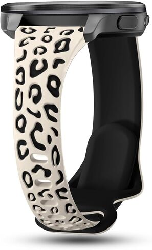 Leopard Engraved Slim Silicone Watch Bands Compatible with Garmin Venu 3s/Venu 4 41mm/Vivoactive 4s/ Venu 2s/ Vivomove 3s /Forerunner 255S/265S, 18mm Cute Thin Soft Strap Wristband for Women Men in Saudi Arabia