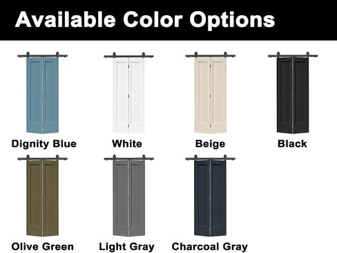 48 in. X 80 in. 1 Panel Shaker Black Painted MDF Composite Double Bi-Fold Barn Door with Sliding Hardware Kit in Saudi Arabia