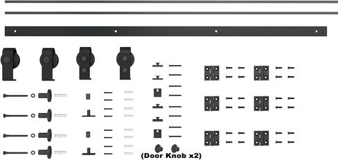 48 in. X 80 in. 1 Panel Shaker Black Painted MDF Composite Double Bi-Fold Barn Door with Sliding Hardware Kit in Saudi Arabia
