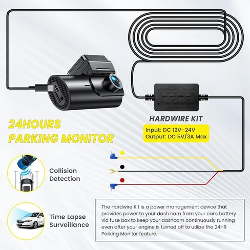 GKU Adjustable Hardwire Kit for GKU Dash Cam, 4 Fuses, Type-C Port, Micro 2, ATO(ATC), Mini(ATS), Mini Low Profile, Parking Monitoring with Low Voltage Protection in Saudi Arabia
