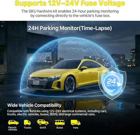 GKU Adjustable Hardwire Kit for GKU Dash Cam, 4 Fuses, Type-C Port, Micro 2, ATO(ATC), Mini(ATS), Mini Low Profile, Parking Monitoring with Low Voltage Protection in Saudi Arabia