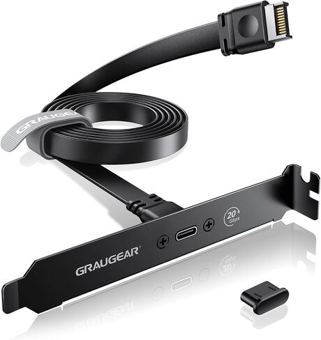 GRAUGEAR PC Motherboard USB-C Front Panel Adapter Cable, 20Gbps USB Type-C Header Extension Cable, USB C to USB3.2 Gen2x2 Type-E Key-A 20-Pin Connector with PCI Bracket, 23.6"/60cm in Kuwait