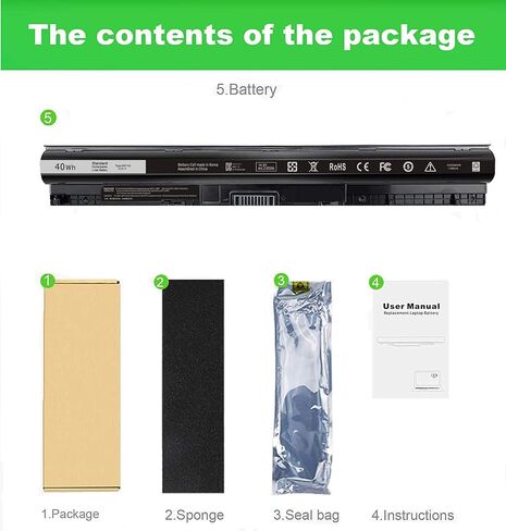 M5Y1K Battery for Dell Inspiron 15 5555 5558 5559 3552 3558 3567 14 3451 3452 3458 5458 17 5755 5758 5759 P51F VN3N0 [2600mAh 40Wh 14.8V] Replacement Battery in Kuwait