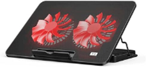 Laptop Cooling Pad, LED Fan, Two-Way Fan, LCD Display Controller, Power Supply, Up to 17, Non-Slip Mat, Black Grid in Saudi Arabia