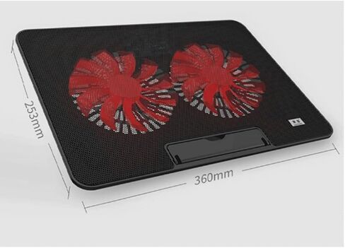 Laptop Cooling Pad, LED Fan, Two-Way Fan, LCD Display Controller, Power Supply, Up to 17, Non-Slip Mat, Black Grid in Saudi Arabia