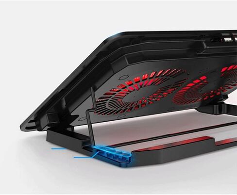 Laptop Cooling Pad, LED Fan, Two-Way Fan, LCD Display Controller, Power Supply, Up to 17, Non-Slip Mat, Black Grid in Saudi Arabia