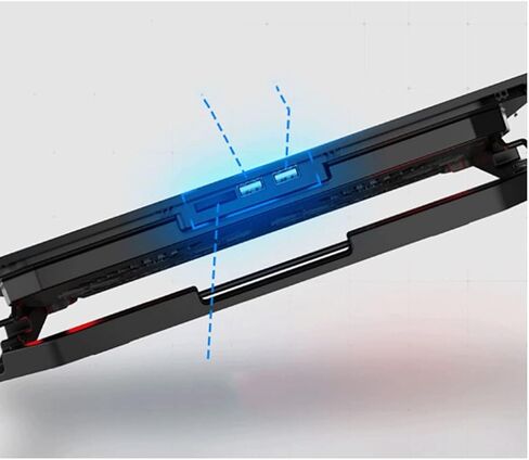 Laptop Cooling Pad, LED Fan, Two-Way Fan, LCD Display Controller, Power Supply, Up to 17, Non-Slip Mat, Black Grid in Saudi Arabia