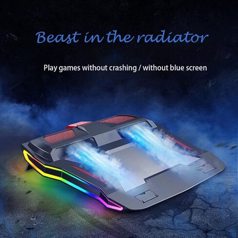 RGB Gaming Laptop Cooler Adjustable Notebook Stand 3000 RPM Powerful Air Flow Cooling Pad for 12-17 Inch in Saudi Arabia