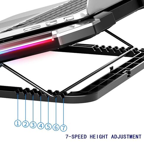 Gaming Laptop Cooler Six Fan Led Screen Two Port RGB Lighting Cooling Pad Notebook Stand for 12-17 Inch in Saudi Arabia