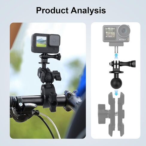 1" Ball Mount Adapter for Gopro Hero 13/12/11/10,Akaso EK7000/Brave 4,SJCAM,Compatible with RAM Ball Head Mounts B Size Double Socket Arm and Tripod Mount Style Mounts (YD040) in Kuwait