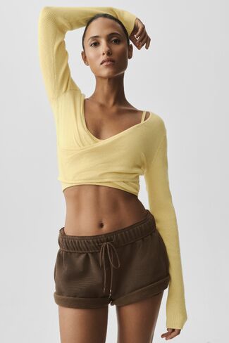 Alo Yoga Sweater Knit Crossover Long Sleeve - Warm Butter in Kuwait