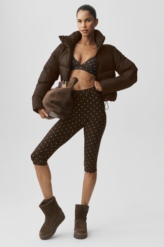 Alo Yoga Airlift Polka Dot High-Waist Iconic 90's Capri - Espresso/White in Saudi Arabia