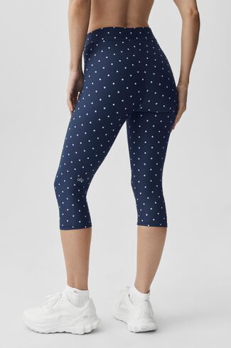 Alo Yoga Airlift Polka Dot High-Waist Iconic 90's Capri - Navy/White in Saudi Arabia