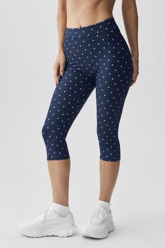 Alo Yoga Airlift Polka Dot High-Waist Iconic 90's Capri - Navy/White in Saudi Arabia