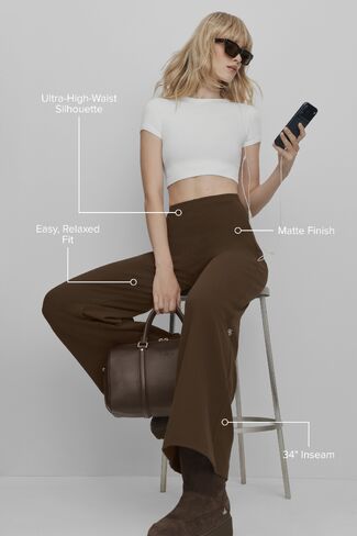 Alo Yoga Airbrush High-Waist Wide Leg Pant (Long) - Espresso in Saudi Arabia