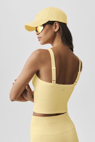 Alo Yoga Seamless Ribbed V-Neck Favorite Bra Tank - Warm Butter in Saudi Arabia