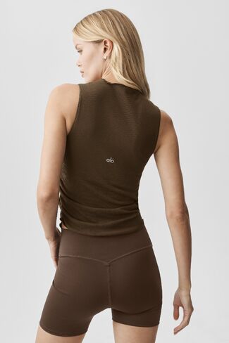 Alo Yoga Ribbed En Pointe Tank - Espresso in Saudi Arabia