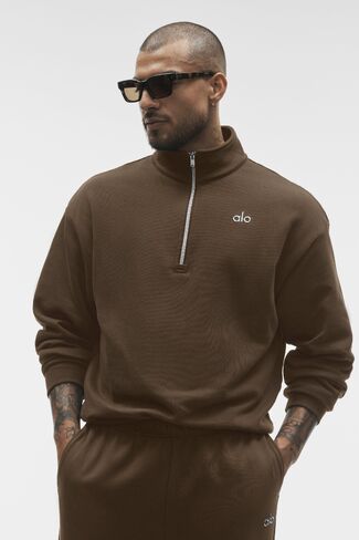 Alo Yoga Accolade 1/4 Zip Pullover - Espresso in Saudi Arabia