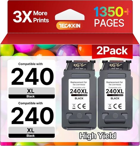 240XL Black Ink Cartridge Replacement for Canon 240xl Black Ink Cartridge PG-240 Canon 240XL for Canon MG3620 Ink Cartridges PIXMA MG3620 TS5120 MG3220 MG3520 MG2120 MX472 MX452 Printer (2 Black) in Saudi Arabia
