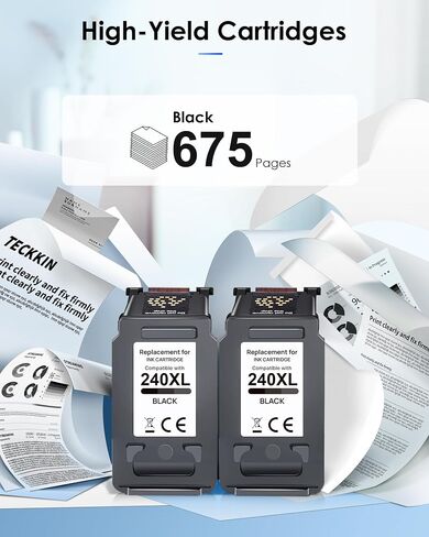 240XL Black Ink Cartridge Replacement for Canon 240xl Black Ink Cartridge PG-240 Canon 240XL for Canon MG3620 Ink Cartridges PIXMA MG3620 TS5120 MG3220 MG3520 MG2120 MX472 MX452 Printer (2 Black) in Saudi Arabia
