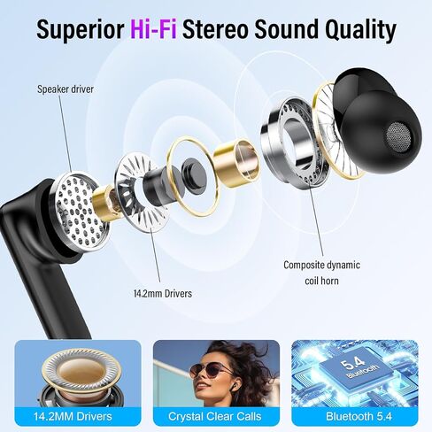 Thunelec Active Noise Cancelling Ear Buds 48H Wireless Earbuds,Black in Saudi Arabia
