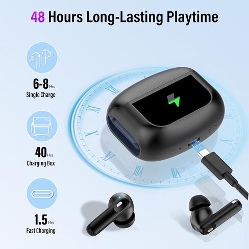 Thunelec Active Noise Cancelling Ear Buds 48H Wireless Earbuds,Black in Saudi Arabia