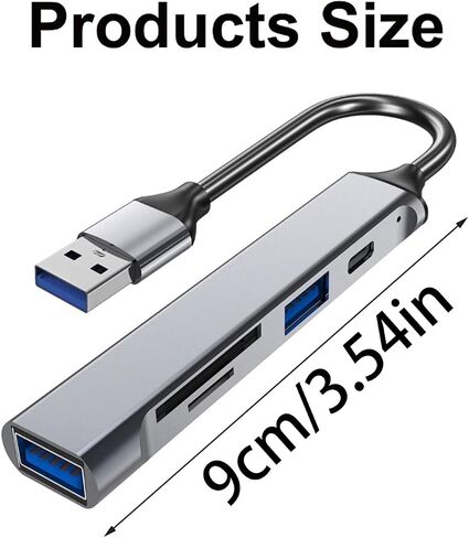 USB C Extension Cable USB Splitter Card Reader Port, Gray in Saudi Arabia