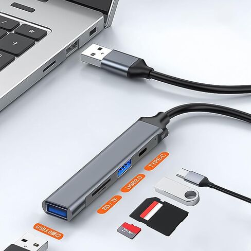 USB C Extension Cable USB Splitter Card Reader Port, Gray in Saudi Arabia