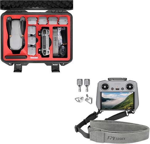 FPVtosky Hard Case for DJI Air 3S/Air 3 Drone/Fly More Combo, Waterproof Air 3S Hard Shell Carrying Case Accessories+Neck Lanyard with Joystick for DJI RC/RC 2 in Saudi Arabia