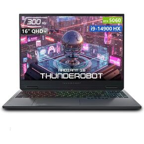 كمبيوتر محمول للألعاب Thunderobot Radiant 16 i9 5060 2.5K 300 هرتز، NVIDIA GeForce RTX 5060، Core i9-14900HX، شاشة 16 بوصة QHD+ 300 هرتز، 32 جيجا DDR5، 1 تيرابايت SSD، لوحة مفاتيح بإضاءة خلفية RGB، Wi-Fi 6، Win 11 Home، أسود in Kuwait
