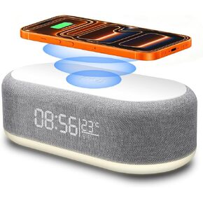 4 in 1 Wireless Charger Station with Digital Alarm Clock,15W Fast Charging Dock 12/24H Clock,Alarm Clocks Bedside,LED Display with Temperature,Dimmable Night Light,15W Fast Wireless Charger Station in Saudi Arabia
