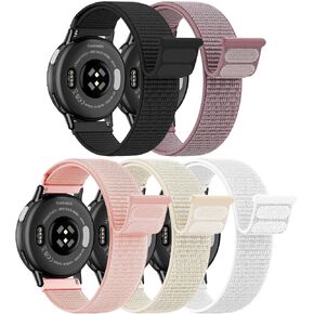 5 Pack Nylon Loop Sport Band Compatible with Garmin Vivoactive 6/5/3/Venu 2 Plus/Forerunner 165/55/245/645,20mm Breathable Soft Band Adjustable Watch Straps for Garmin Venu/Sq/Sq 2/Vivomove HR in Kuwait